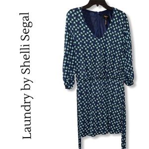 Laundry by Shelli Segal 3/4 Sleeve Elastic Waist Tie Dress